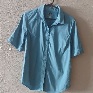 REI Teal Casual Button Down Shirt